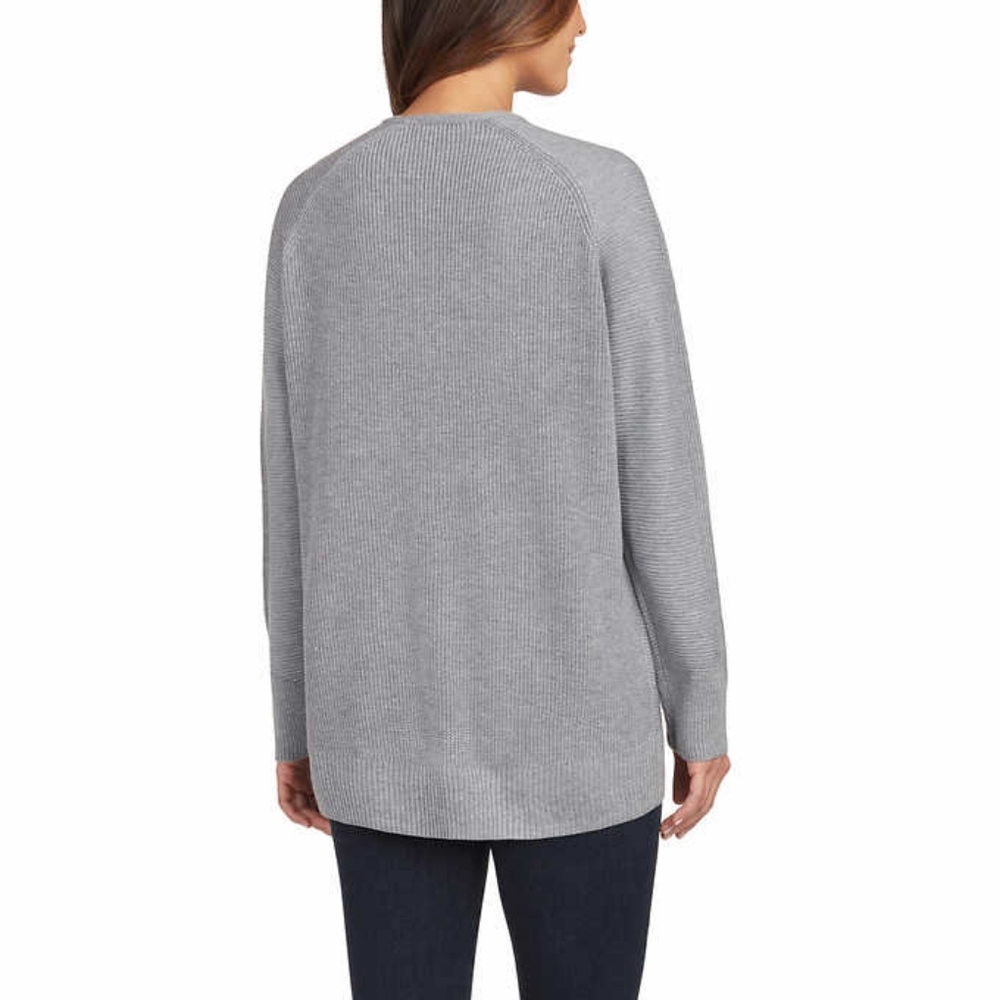 Matty M Ladies' Ribbed V-Neck Sweater - Picture 2 of 4